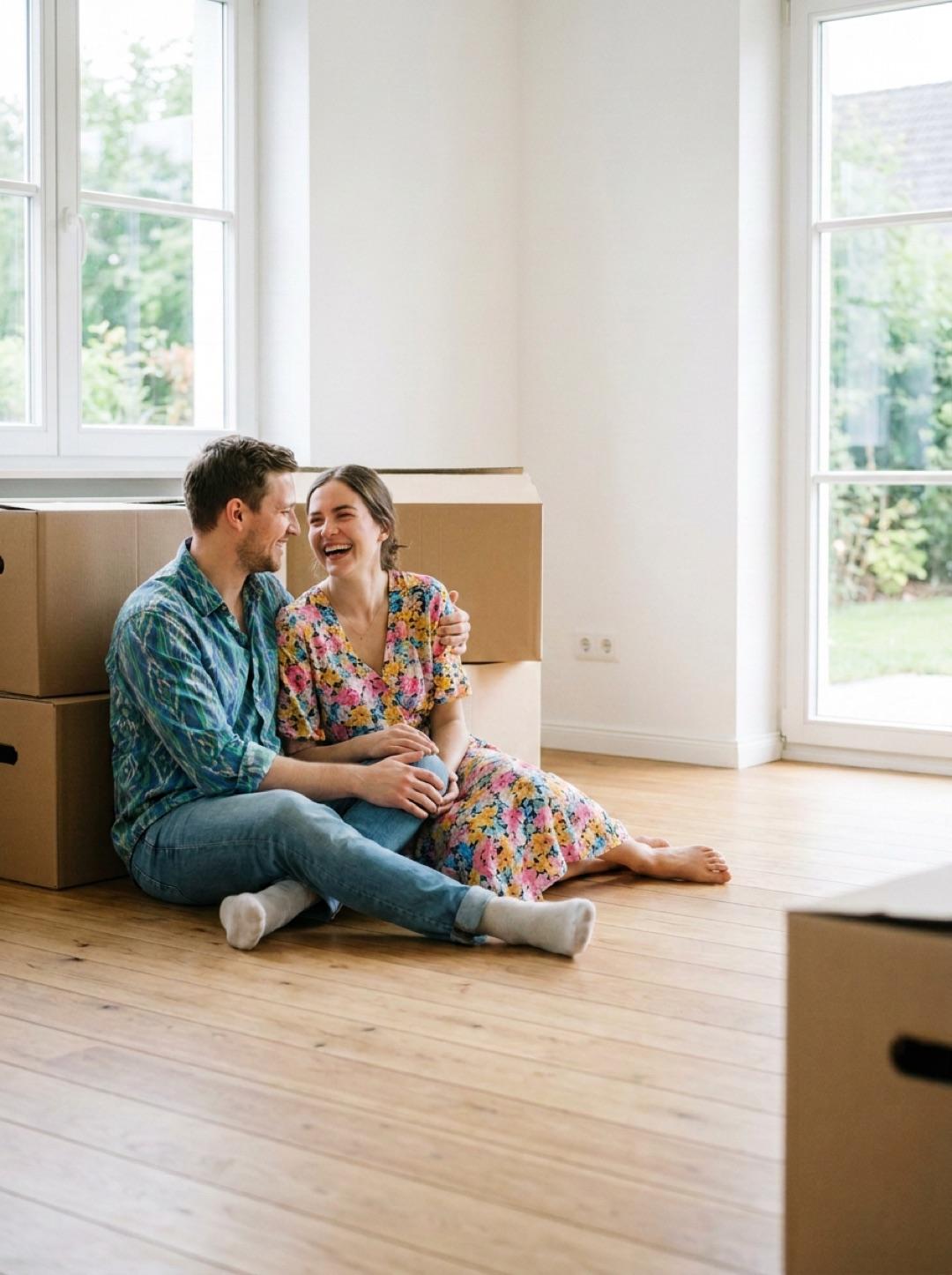 Generiertes Motiv: Paar beim Einzug ins neue Zuhause